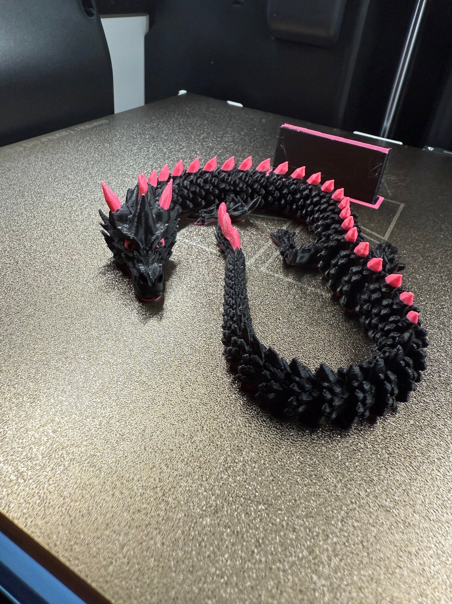 15” Black and Pink Articulated Dragon
