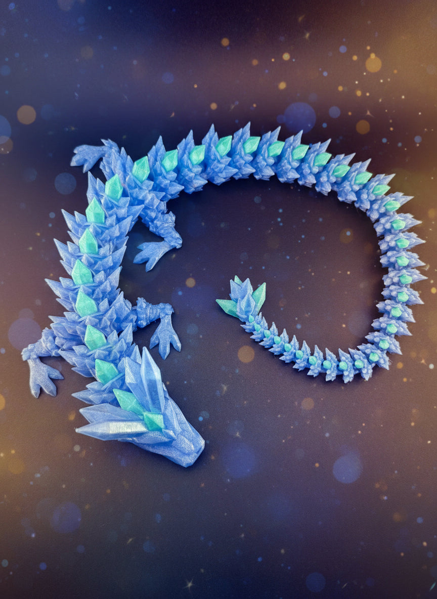 24” Articulated Crystal Dragon 3D Printed Toy And Decoration
