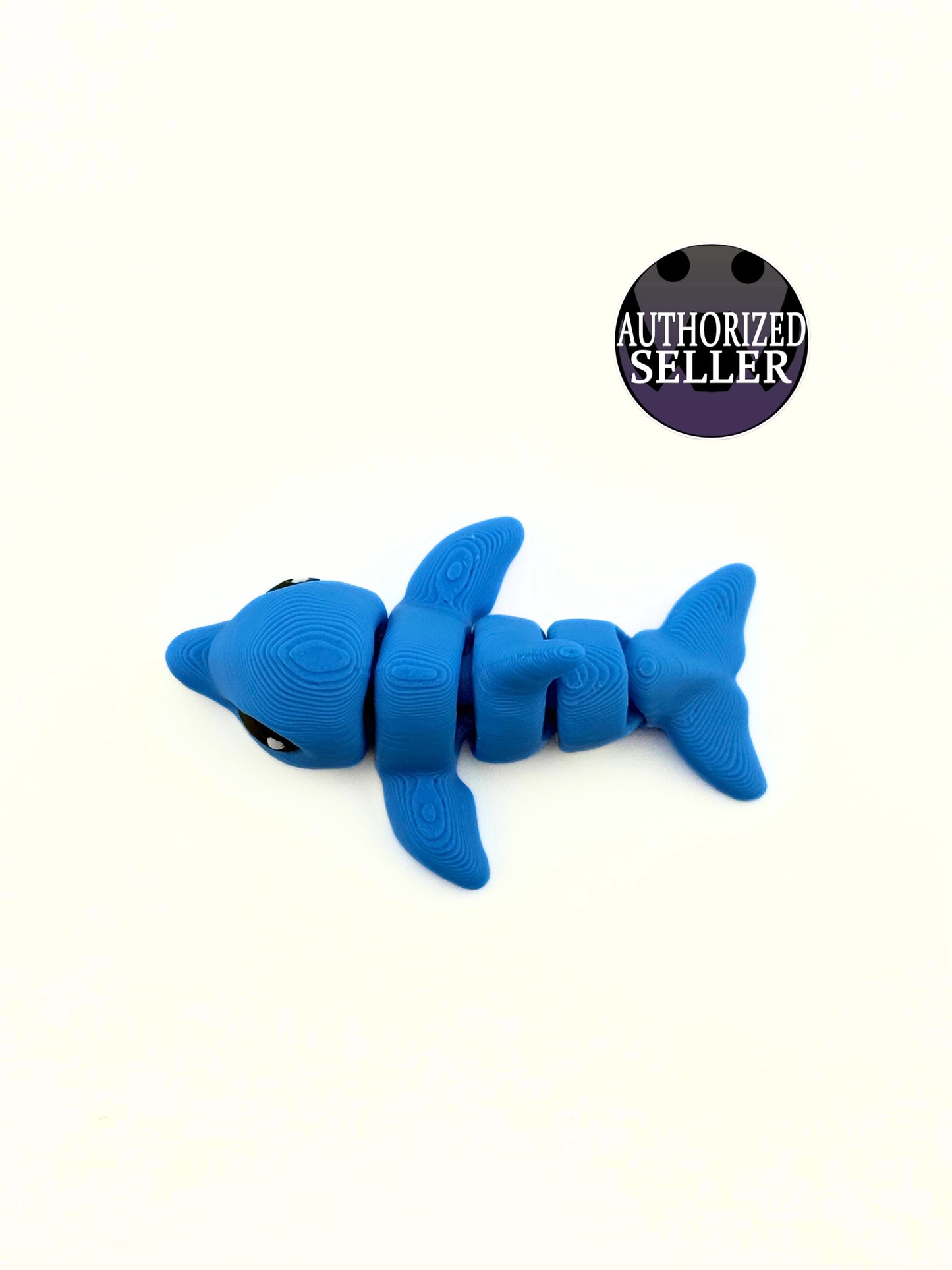 3D Printed Articulated Bottle Nose Dolphin Fidget Toy Blue And White