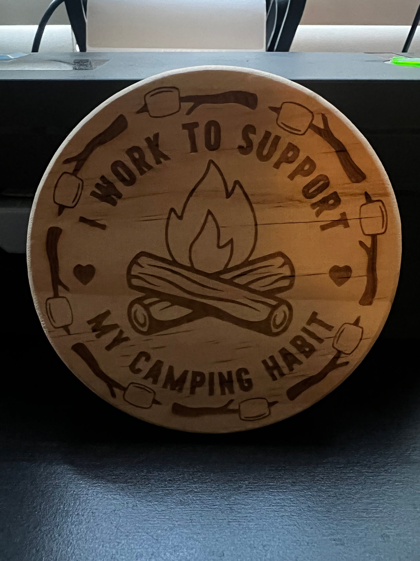 4” Laser Engraved Round Wooden  amping Coasters (set of 4) great gift for everyone