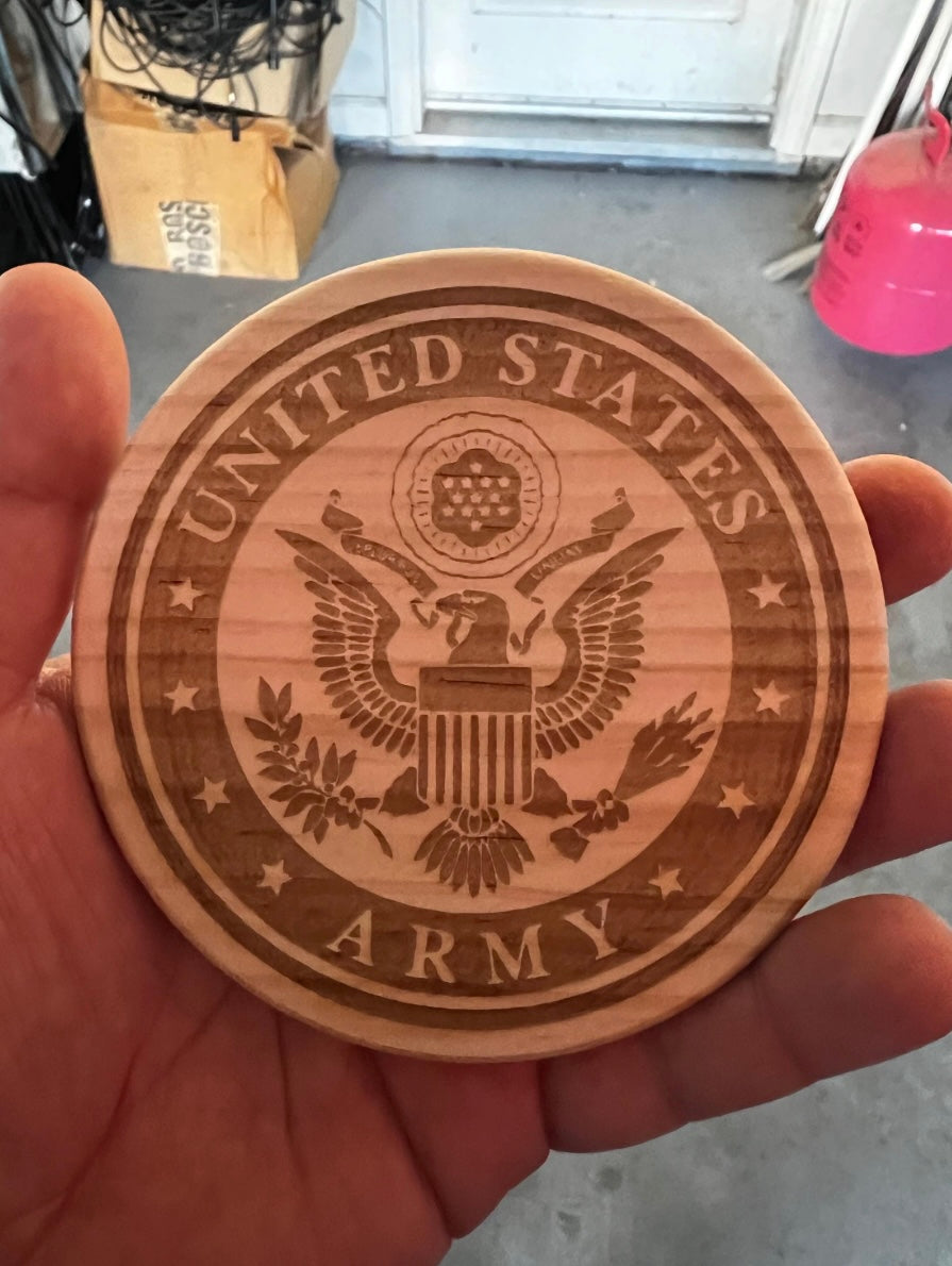 U.S. Military 4” Wooden Coasters