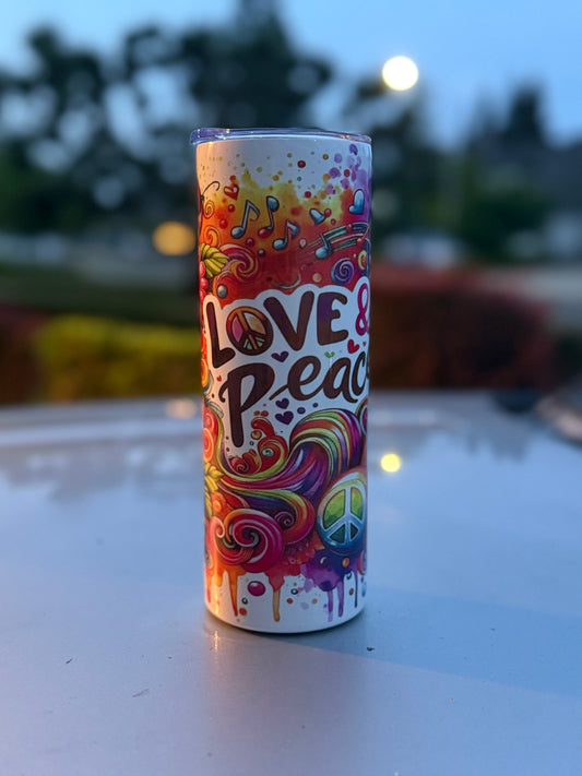 Love and peace 20oz Skinny Tumbler