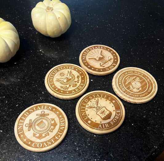 U.S. Military 4” Wooden Coasters