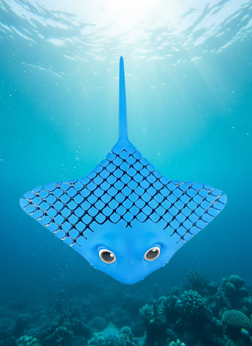 3D Printed Multi Color Articulated Manta Ray Fidget And Stress Toy