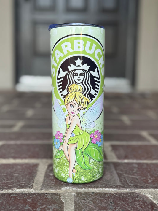Tinker Bell and Starbucks Inspired 20oz Skinny Tumbler
