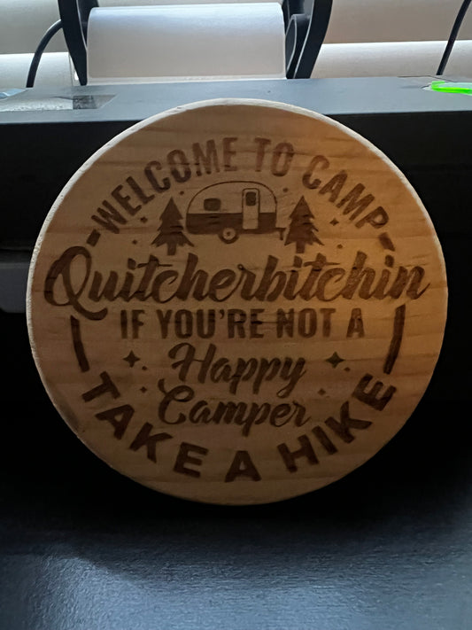 4” Laser Engraved Round Wooden  amping Coasters (set of 4) great gift for everyone