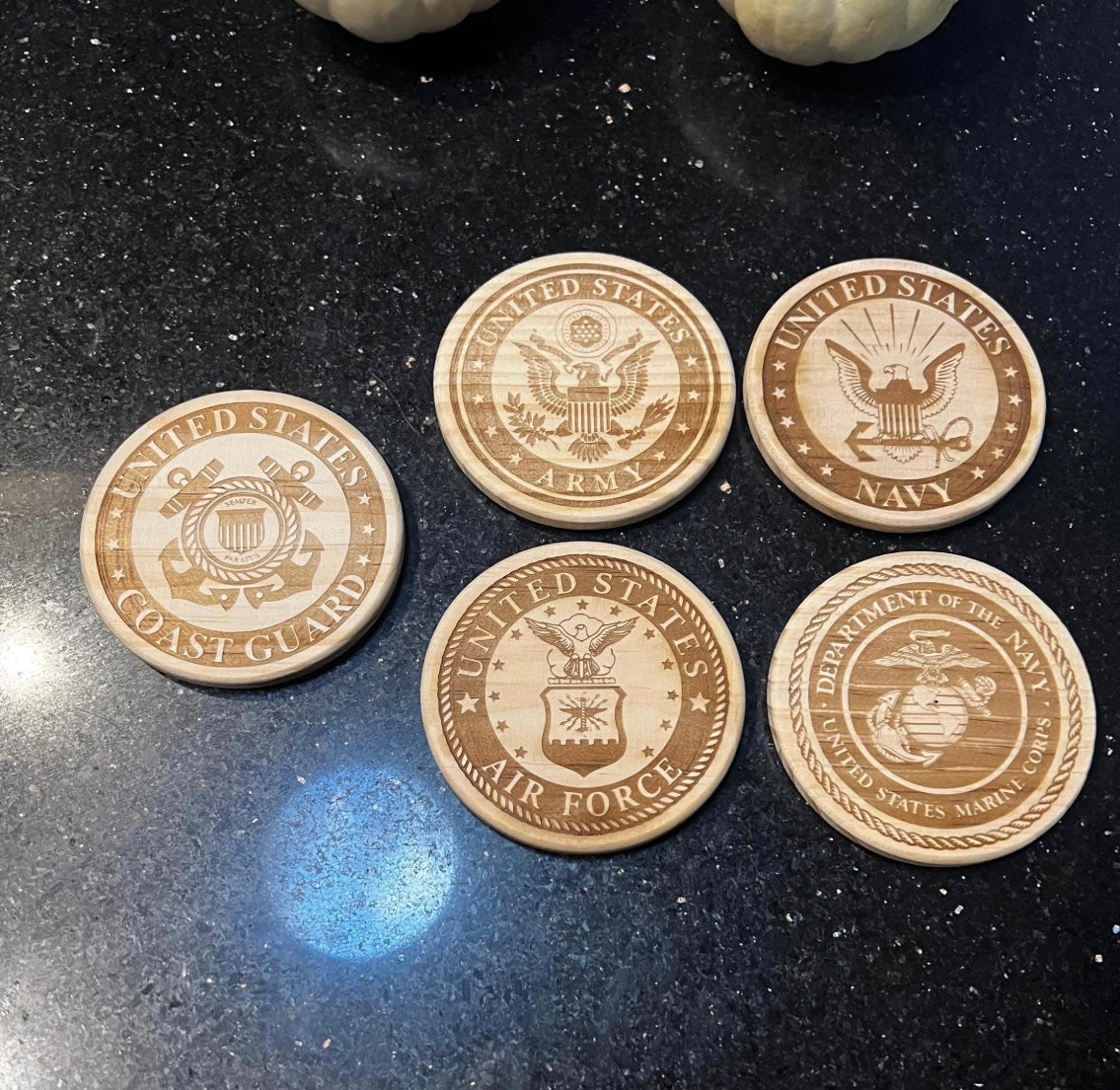 U.S. Military 4” Wooden Coasters