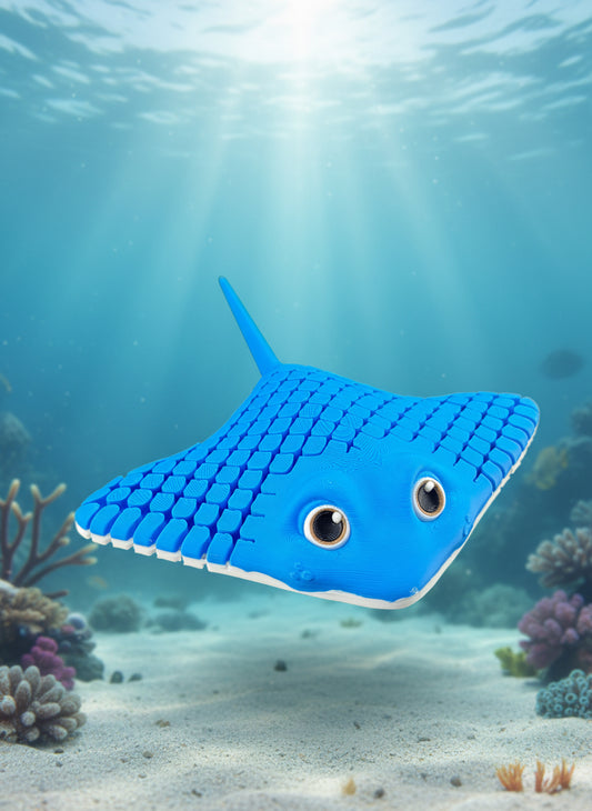 3D Printed Multi Color Articulated Manta Ray Fidget And Stress Toy