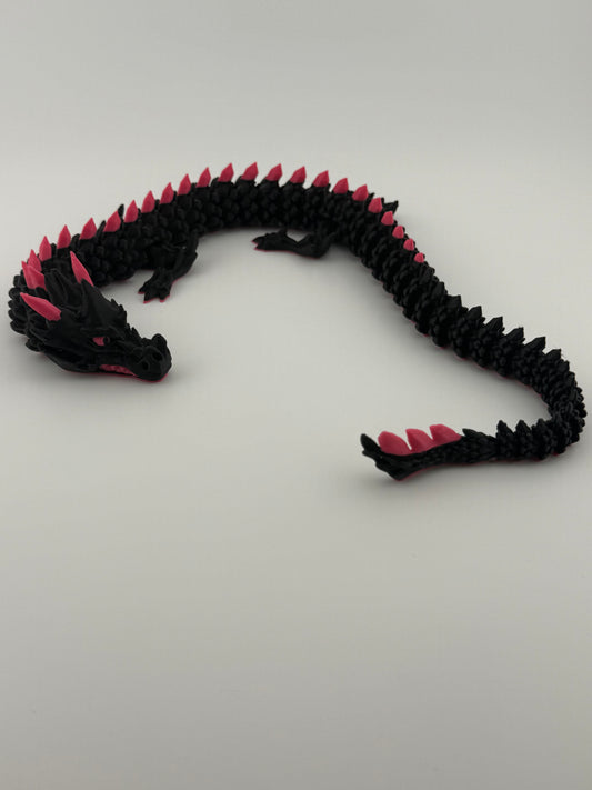 15” Black and Pink Articulated Dragon