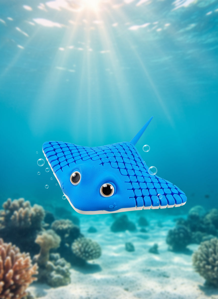 3D Printed Multi Color Articulated Manta Ray Fidget And Stress Toy
