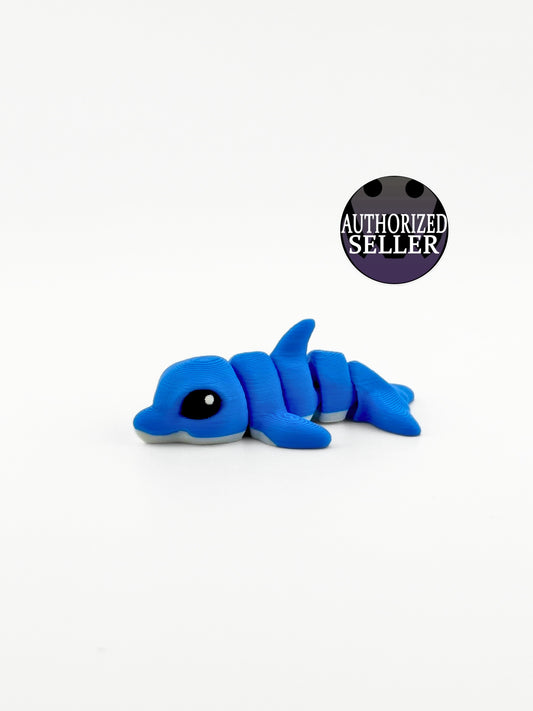 3D Printed Articulated Bottle Nose Dolphin Fidget Toy Blue And White