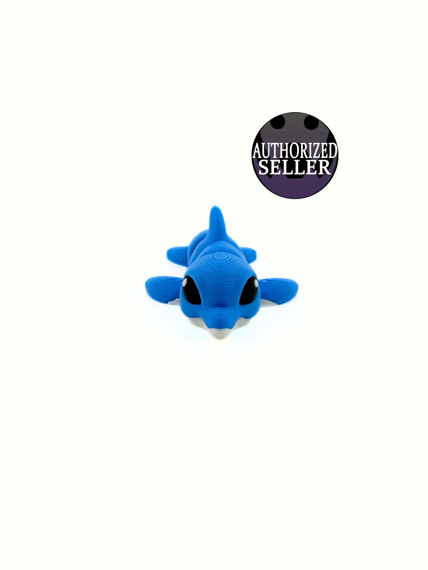 3D Printed Articulated Bottle Nose Dolphin Fidget Toy Blue And White