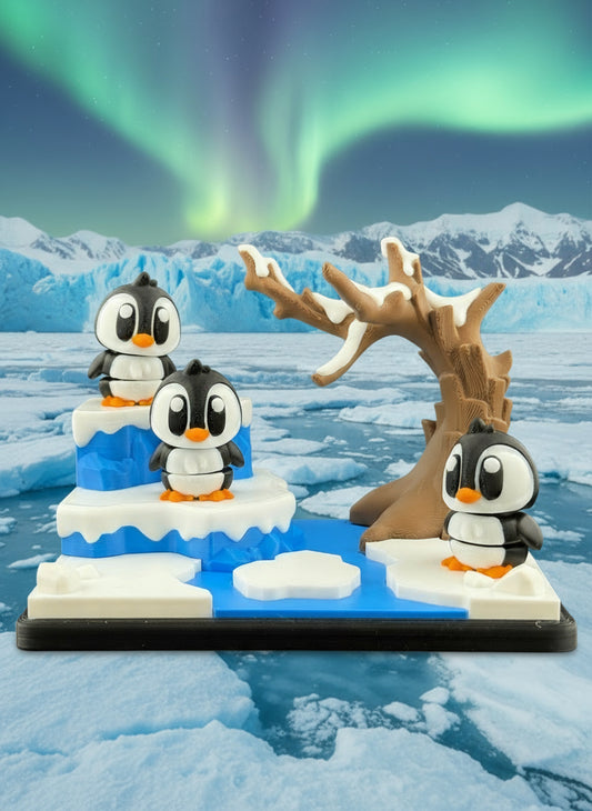 Miniature Articulated Penguins With Play Set Included
