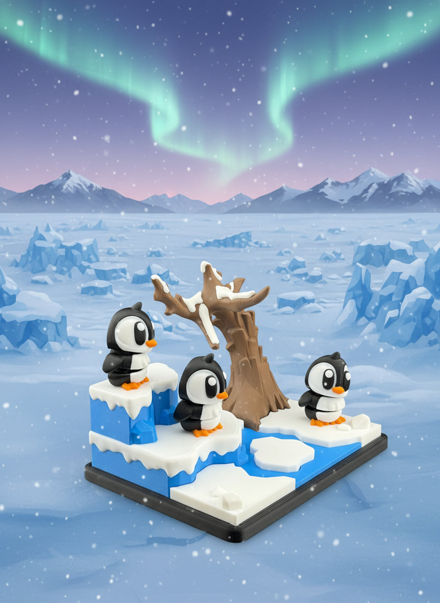 Miniature Articulated Penguins With Play Set Included