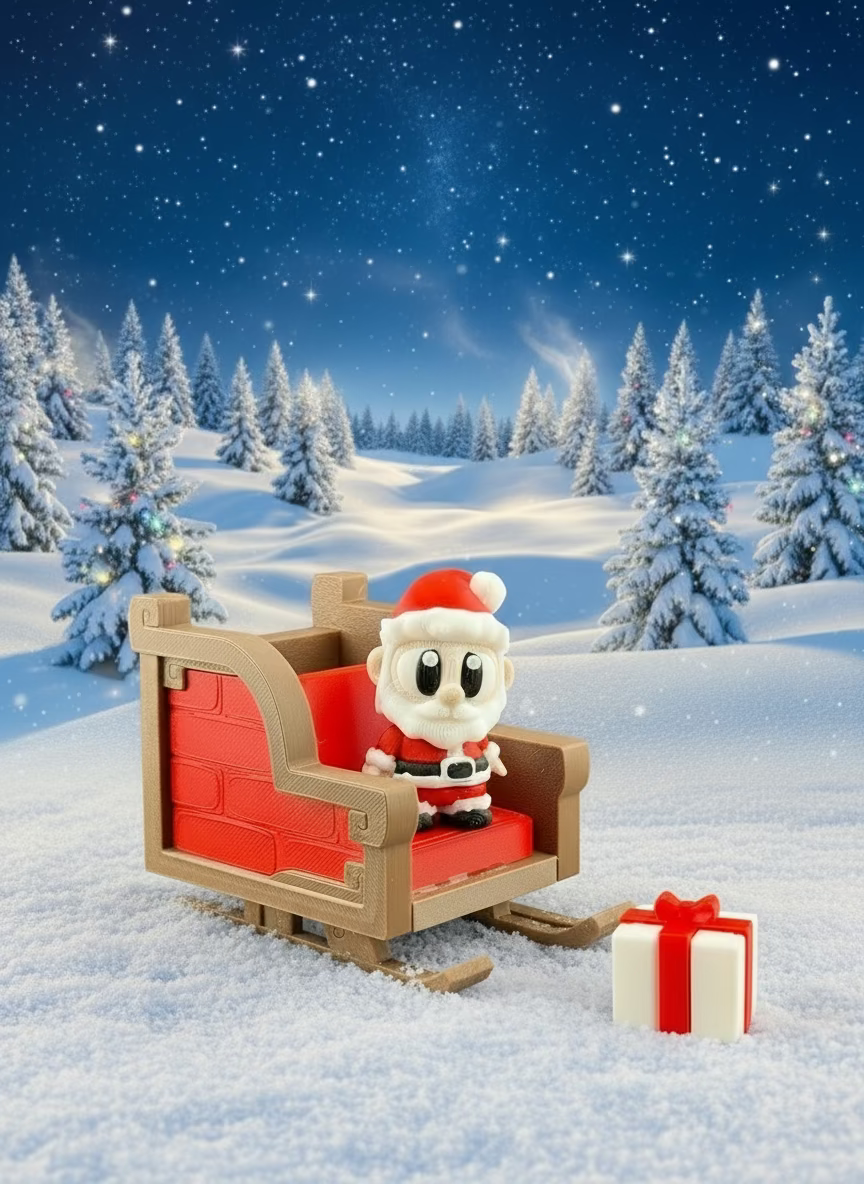 Santa Claus With Sleigh And Present