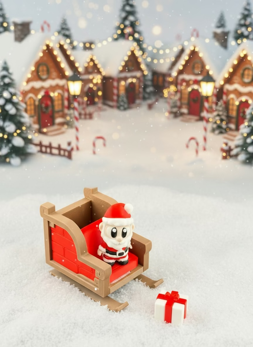 Santa Claus With Sleigh And Present