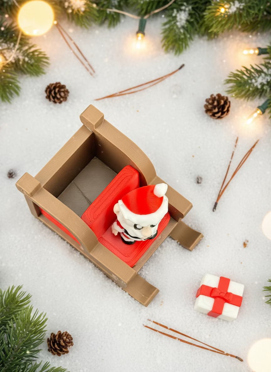 Santa Claus With Sleigh And Present